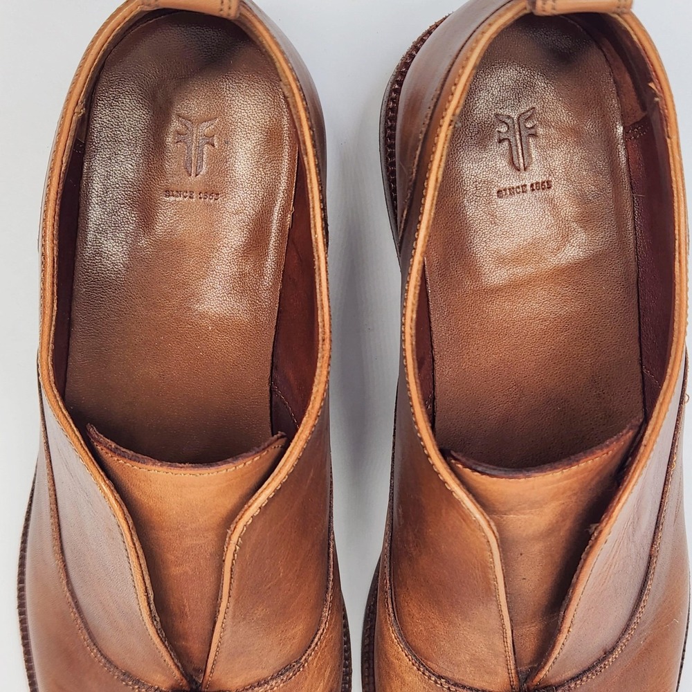 FRYE Slip On Leather Loafers Oxfords Shoes Womens 9.5 M Cognac Brown - Picture 4 of 16